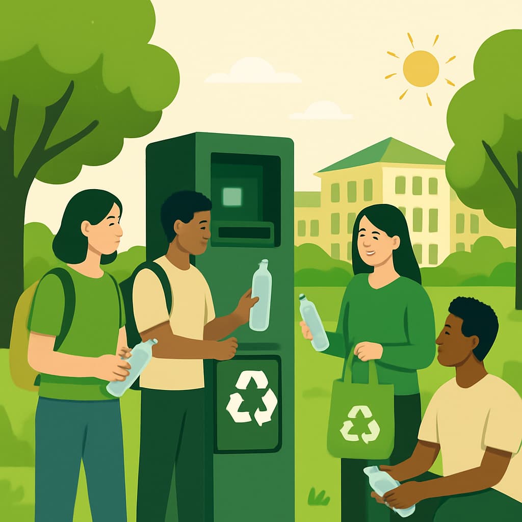 Mahasiswa mendaur ulang botol plastik di kampus